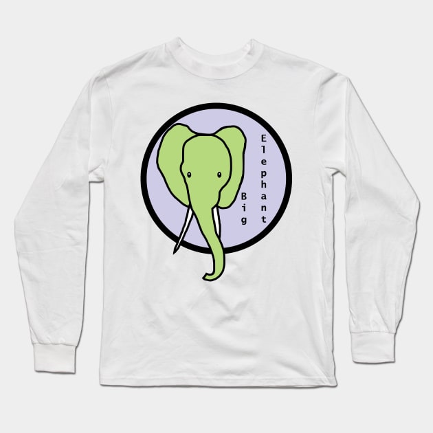 Portrait of Big Elephant in a Circle Long Sleeve T-Shirt by ellenhenryart